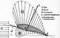 Druckverlauf um ein Tragflügelprofil
